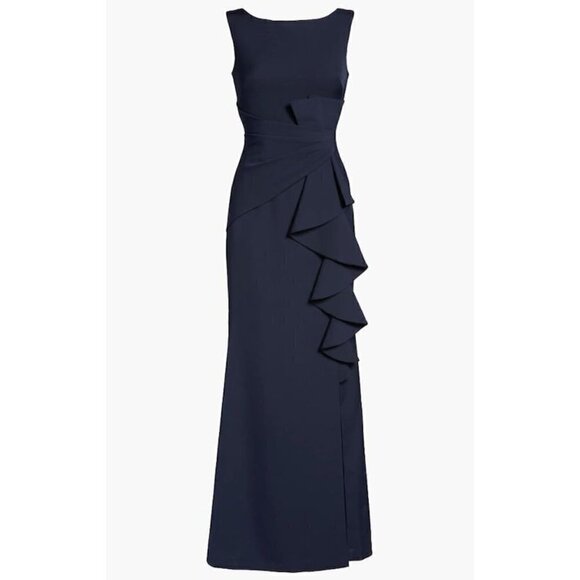 ELIZA J Ruffle Front Gown in Navy Size US 2 - Picture 10 of 12